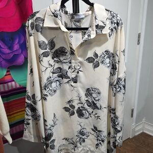 Studio Cream and Black Floral Women's Top.